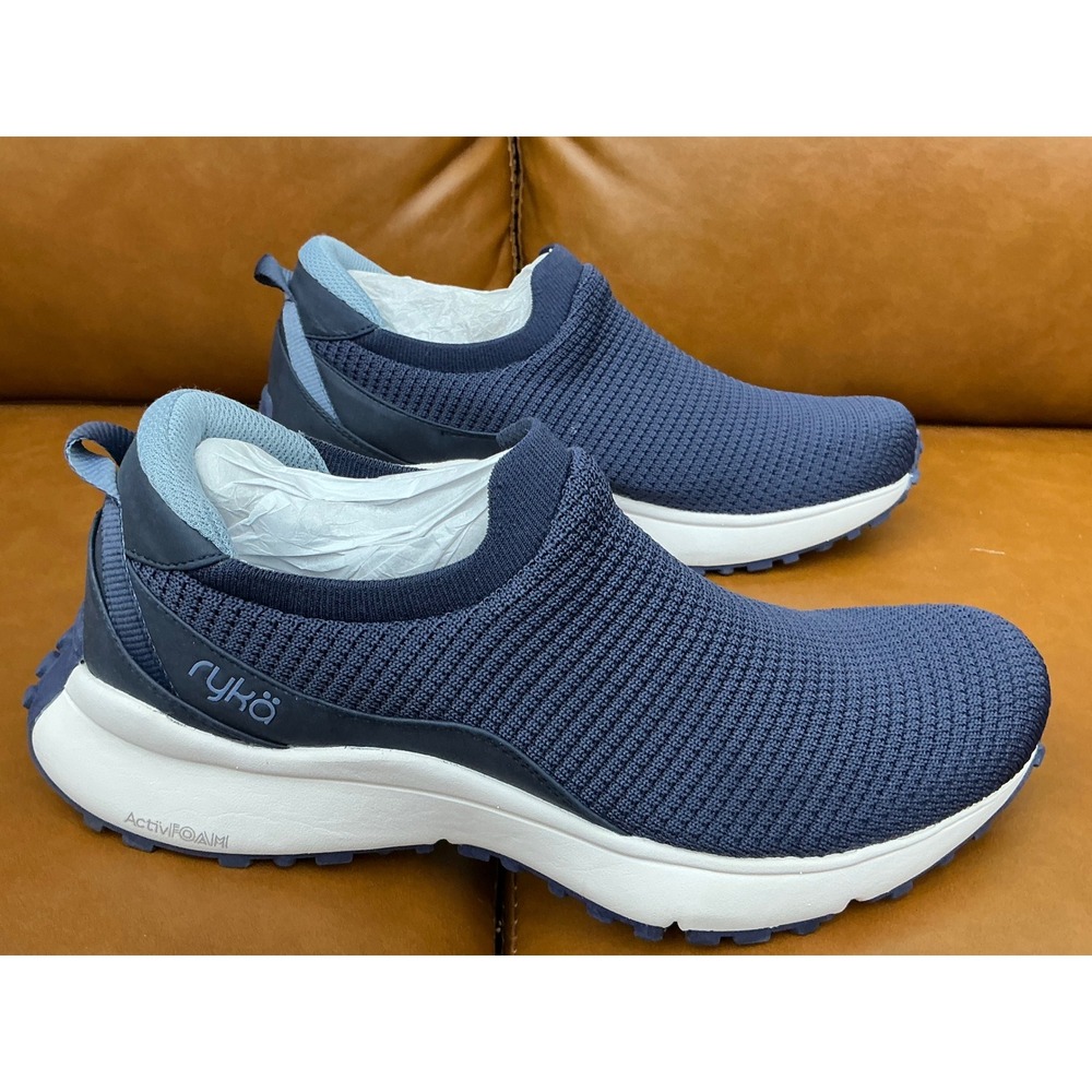 Ryka Jumpstart Sneakers Womens 10W Blue New Washable Stretch Knit Slip-On